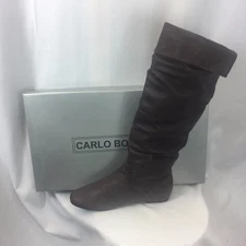 NIB New Carlo Borello Steven Knee High Pig Leather Brown Boot