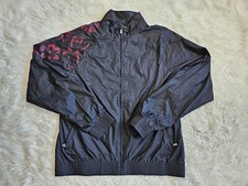 Adidas Climaproof Women's Black and Pink Floral Full Zip Track Running Jacket L