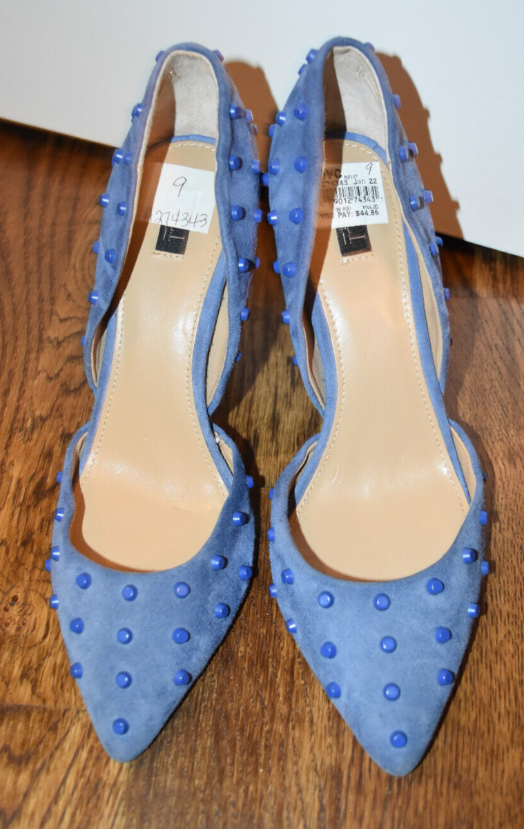 G.I.L.I. Jilee Taupe Suede Studded Pointed Toe Pumps size 9M Blue