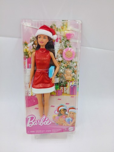 BARBIE PUPPE URLAUB ROTES KLEID WEIHNACHTSMANNMÜTZE BRÜNETT WEIHNACHTEN ZUBEHÖR PLÄTZCHEN