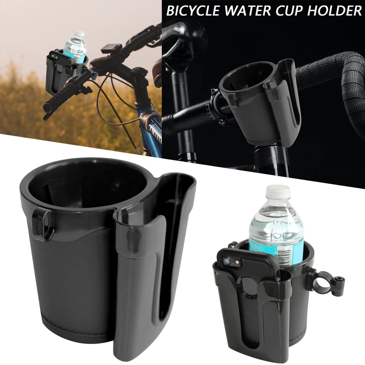 3 in 1 Bike Cup Holder with Cell Phone Keys Holder Bike Water Bottle Cup  Holder