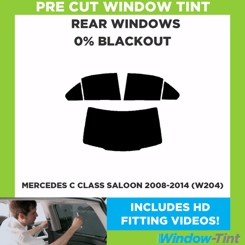 Película opaca 0 % tinte ventana precortada para Mercedes Clase C 4 puertas 08-14 (W204) - Imagen 1 de 10