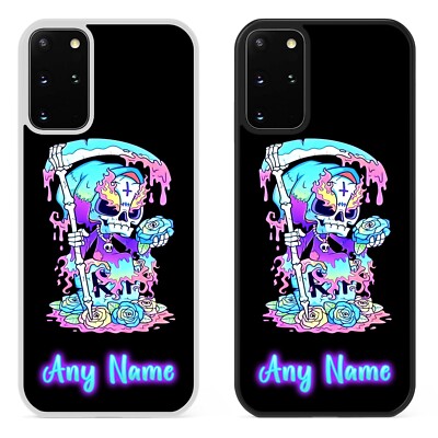 Personalisierte Handyhülle Pastell Goth Sensenmann mit Namen für Samsung Galaxy Emo Punk