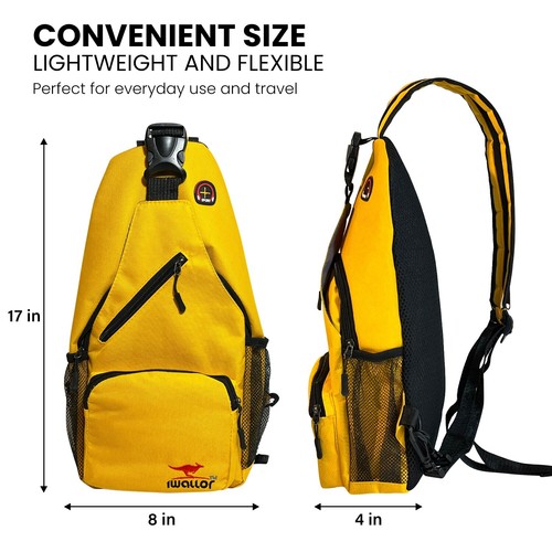 IWALLOR Dual Strap woman Yellow Sling Back Pack - Picture 5 of 8