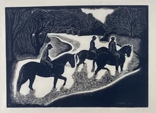 Barbara Latham (Sante Fe, American 1896-1989) Fording the Stream 1936 Wood Print
