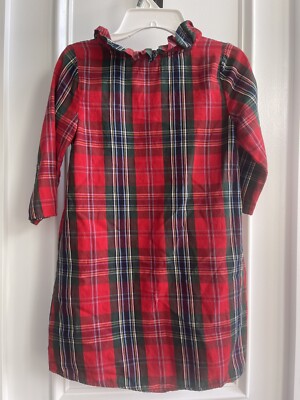 CROWN IVY Red Christmas Plaid ruffle collar Shift Dress girls size 8 eBay