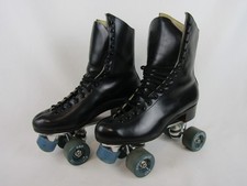Vintage Riedell 220 Mens Roller Skates-Size 7-Black-1971-Sure Grip Super X-5-EUC