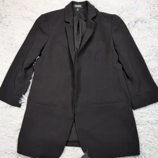 Express Jacket Womens S Black Blazer Open Front Pockets Comfort Lightweight 