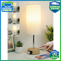 Nachttischlampe Dimmbar Touch Tischlampe Holzmaserung Mit USB Ladefunktion