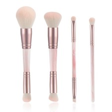 YJ-Anyue 4PCS Pink Dual-Ended Makeup Brushes Set, Professional white+pink