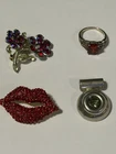 Vintage Sterling silver ring brooch rhinestone jewelry lot