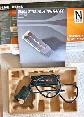 D-Link DWA-125 Wireless adapter Wifi Stick USB In Box Complete tested working