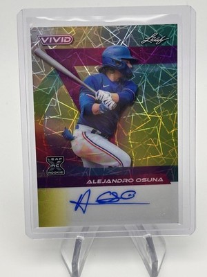 ALEJANDRO OSUNA 2024 LEAF VIVID AUTOGRAPH YELLOW LASER TRUE 1/1 RANGERS PROSPECT