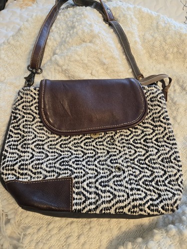 Handtasche braun Kunstleder & Stoff - Bild 1 von 4