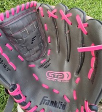 FRANKLIN RHT Baseball Glove Pink/Gray Youth 22708 10 1/2" INCH pre-owned