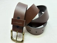 Carhartt A91 Brown Italian Leather  1.5” Work/Utility Belt Brass Buckle 40 EUC