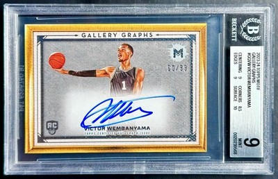 2023-24 Topps Motif VICTOR WEMBANYAMA #60/99 Gallery Graphs Rookie Auto RC BGS 9