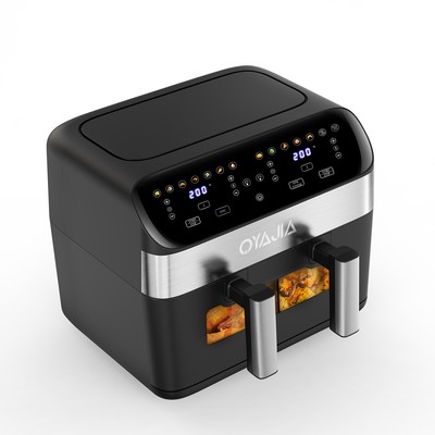 10L Doppel Heißluftfritteuse XXL Dual Air Fryer Digital Fritteuse 2400W Ohne Öl