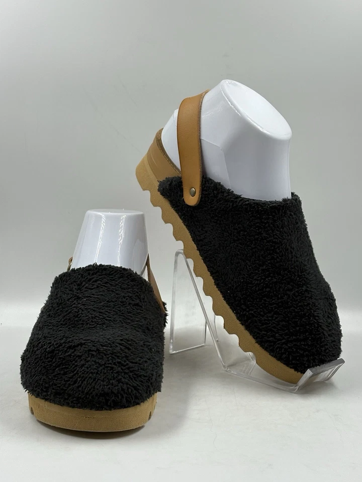 B50 REEF Beach Bum Sage Sling Back Clog Mule Comfort Sandals 7M Sherpa Black - Image 3 of 4