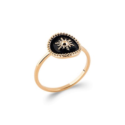 KBC - Vergoldeter Ring Scheibe Sonne von Vergina schwarze Emaille
