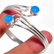 Blue Chalcedony Gemstone 925 Sterling silver Jewelry Adjustable Cuff Bracelet