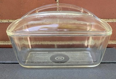 Westinghouse Clear Glass Refrigerator Bread Loaf Pan w/ Dome Fin/Dial Lid 