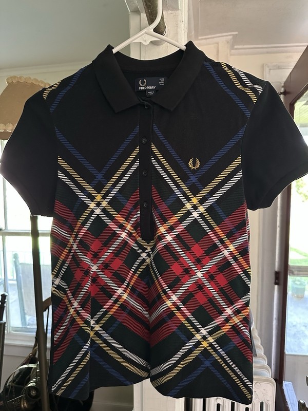 Fred Perry Polo Women’s Black Plaid Mod Ska U.S. 8 Eu 40