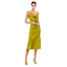 Mac Duggal NEW Size 0 Apple Green Spaghetti Strap Charmeuse Slip Dress 70167