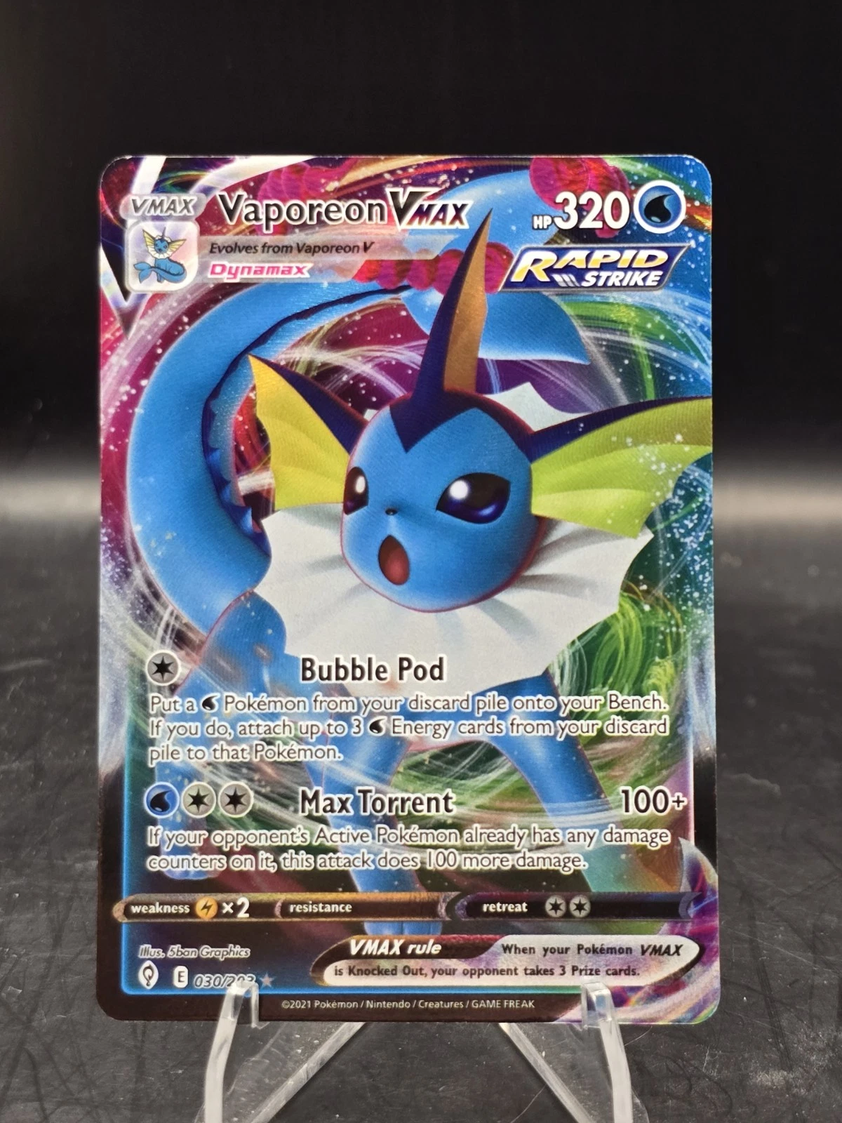 Pokemon TCG Vaporeon VMAX Evolving Skies 030/203 Holo Ultra Rare NM