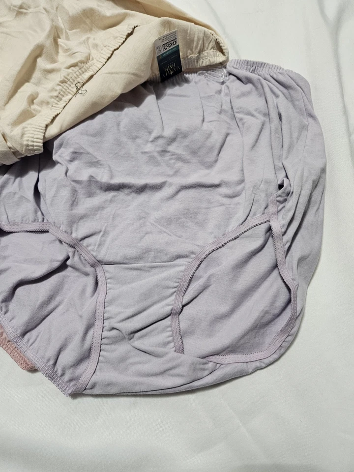 VANITY FAIR, ЖЕНЩИН НОВЫЙ РОЗОВЫЙ/ЛАВАНДА 3PK ХЛОПОК ПОЛНЫЙ КОМПЛЕКТ ТРУСИКОВ, РАЗМЕР 10/3XL - Изображение 2 из 4