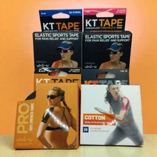 4 KT Tape Mixed Lot Precut Athletic Tape 20 Strips Ea Cotton Pro Blue Pink Black
