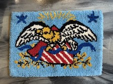Vintage Latch Hook Rug Patriotic Americana Eagle Shield Wall Art Nice And Clean