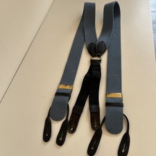 Albert Thurston Vintage 80s Blue Box cloth Leather End Braces VGC