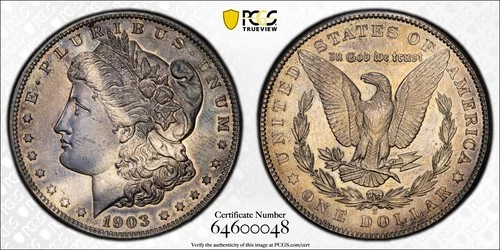 KEY PCGS UNCIRCULATED, 1903-S MORGAN DOLLAR. Estimated retail is nearly $10,000!