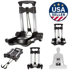 Sturdy Lightweight Folding Luggage Cart with 4 Rugged Wheels - 70 lbs Max Load