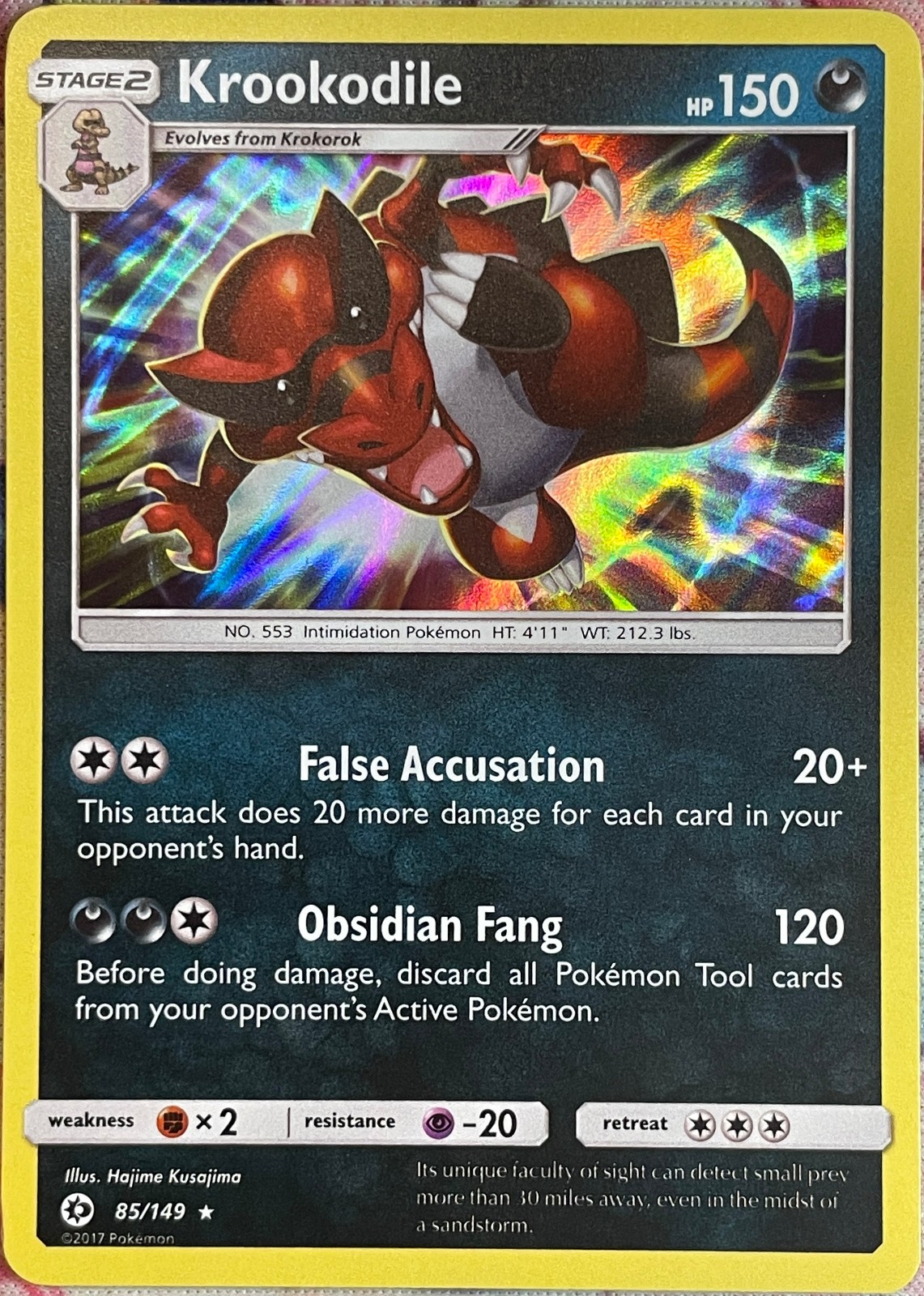 Krookodile Holo Rare - 85/149 - Sun & Moon Base Pokemon 2017