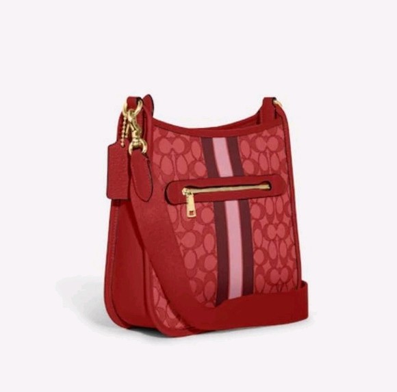 NWT.  Coach Dempsey File Bag in  signature jacquard with stripe and coach patch  thumbnail 2