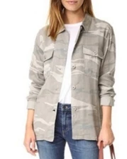 Rails Everette Camo Women’s Shirt Greens Linen Blend Buttons Lightweight Size S