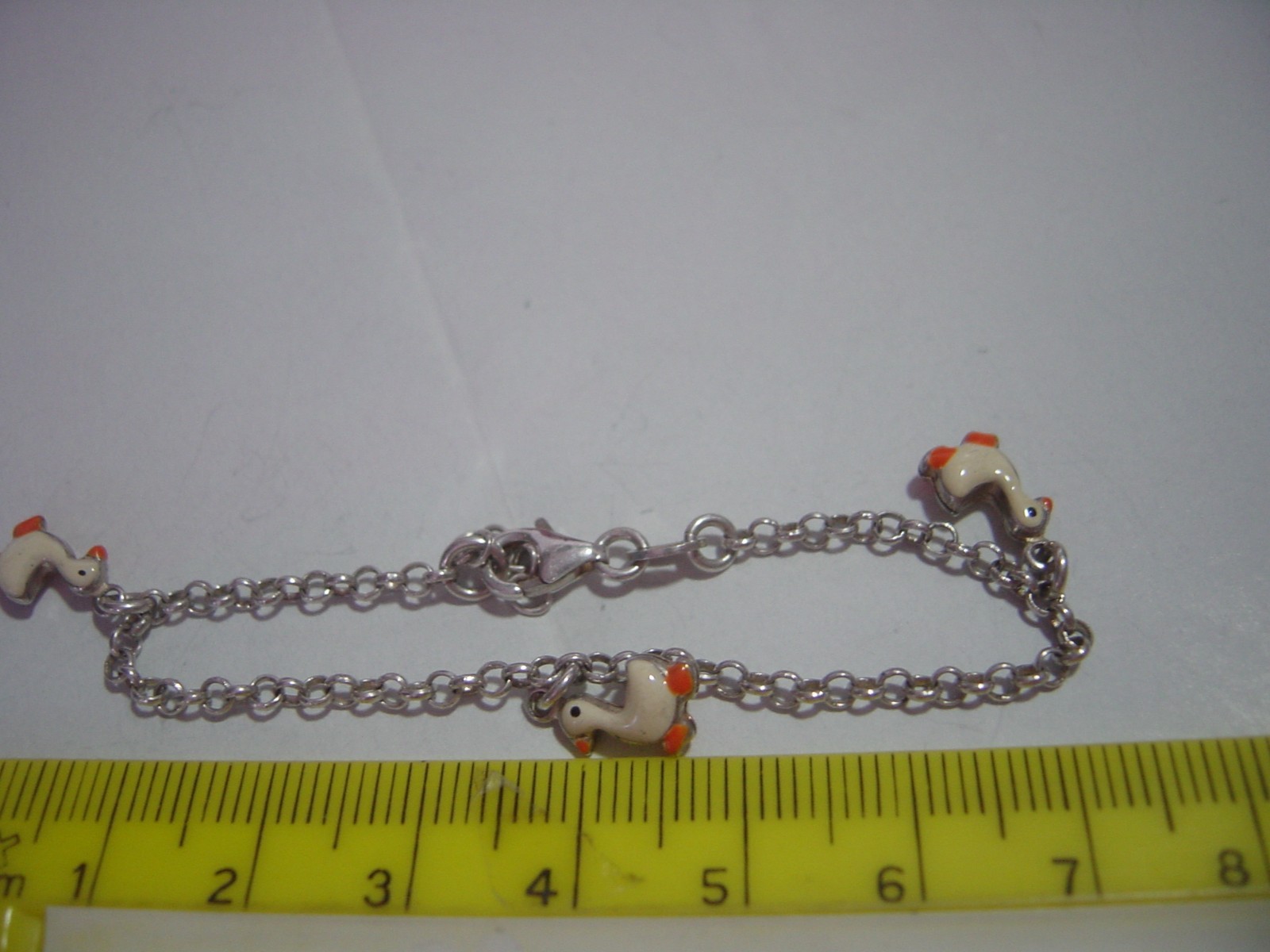 Superb Solid Silver 3 Enamelled "Ducks" Bracelet-… - image 4