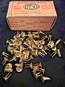 VINTAGE EMSCO Clinch Split Brass Rivets for Brake Lining Clutch Facing 6/16" x60