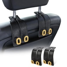 Car Headrest Hooks Universal Car Purse Hook Premium Leather and Alloy Twin Ho...
