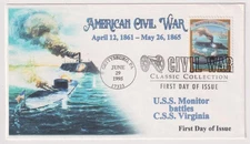 US CIVIL WAR USS MONITOR Battles CSS VIRGINIA Stamp Colton FDC C9671