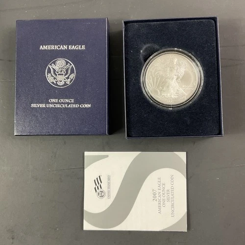 2007-W Burnished $1 American Silver Eagle Box, OGP & COA