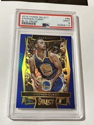 2016-17 SELECT STEPHEN CURRY BLUE PRIZM /299 PSA MINT 9 JERSEY COLOR RARE