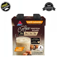 Atkins Iced Coffee Caramel Protein Shake, 15g, Keto, 4 Pack, Caffeinated