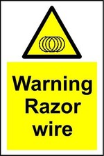  Warning razor wire safety sign 