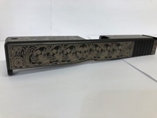 Custom Laser etched black nitride glock 19 Slide Gen3g19 skulls themed