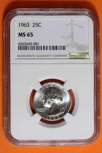 1963 NGC MS65 Silver Washington Quarter 25c #B38832