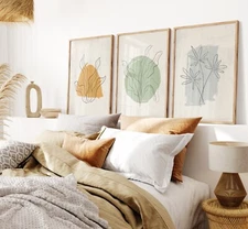 Botanical Line Art Canvas Print Set of 3 Abstract Botanical Wall Art Paintings