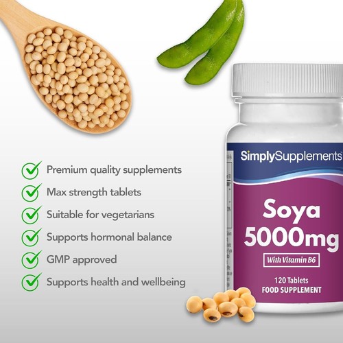 SOYA Isoflavones 5000mg | Now Added Vitamin B6 for Hormonal Balance 120 Tablets - Picture 2 of 4